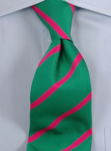 Green Tie With Hot Pink Stripes