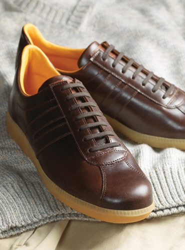 brown and black sneakers