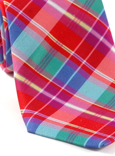 red plaid tie. Printed Plaid Tie in Red
