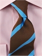 Woven Bar Stripe Tie Brown/Sky
