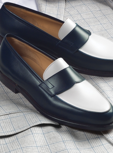 navy backless loafers