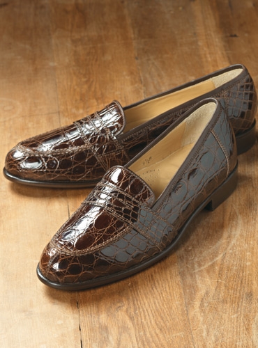 holland crocodile embossed leather loafer