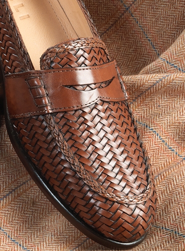 cognac woven mules