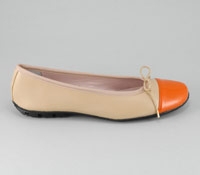 Contrast Toe Beige and Orange flats