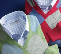 Lambswool V-Neck Argyle Sweater