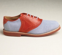 Ladies Saddle Shoe in Blue and Red