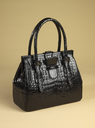 Download Doctor Bag in Shiny Black Caiman Crocodile Yellowimages Mockups