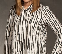 Ladies Zebra Tie Neck Blouse