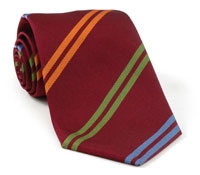Woven Dual Stripe Tie in Claret