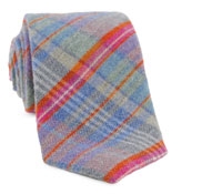Grey Plaid Cotton/Wool Tie