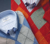 Lambswool V-Neck Argyle Sweater