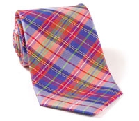 Woven Plaid Tie Purple, Red & Green