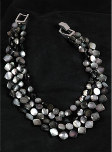 4-Strand Dark Grey Mother-of-Pearl Necklace