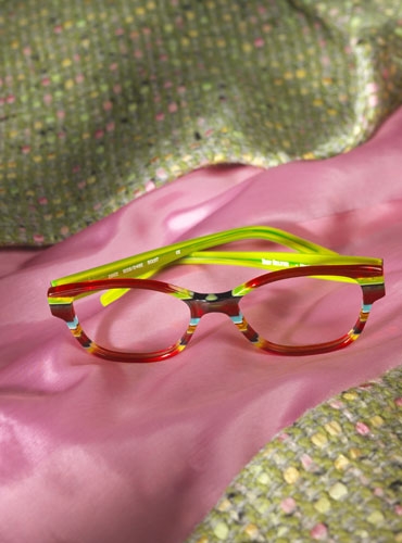 Multi-Layered Rectangular Frame in Red, Green, Black, and Orange