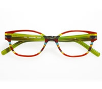 Multi-Layered Rectangular Frame in Red, Green, Black, and Orange