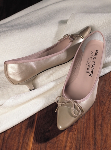 audrey champagne lurex kitten heel courts
