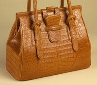 Doctor Bag in Light Peanut Caiman Crocodile