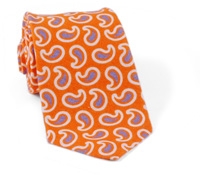 Linen and Silk Paisley Tie Orange