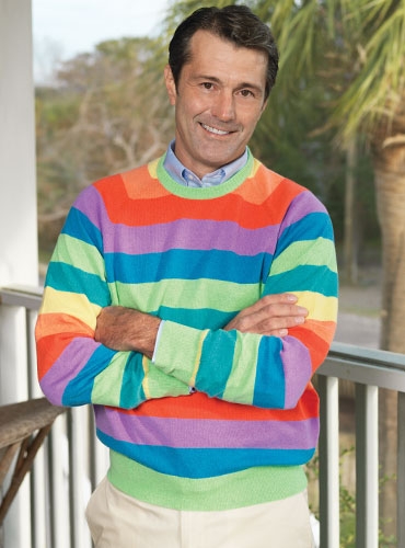 Cashmere Multi Stripe Crew Sweater