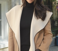 Hooded Camel Tie Waist Jacket