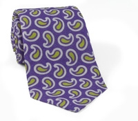 Linen and Silk Paisley Tie Purple