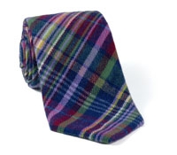 Wool Plaid Tie Navy
