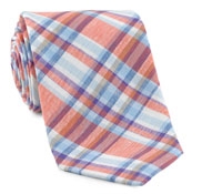 Orange Woven Plaid Linen/ Cotton Tie