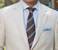 Tan and Ivory Glen Plaid Linen Jacket