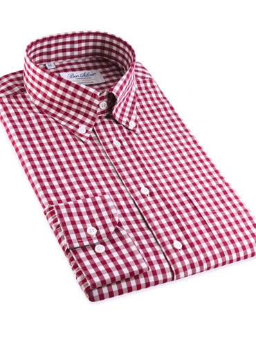 red checkered button up