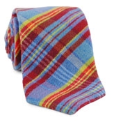 Blue Plaid Cotton/Wool Tie