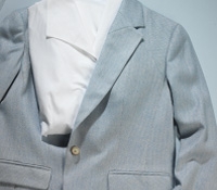Blue/White Herringbone Jacket Cashmere/Silk/Cotton