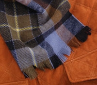 Cashmere Plaid Scarf Navy/Brown/Blue