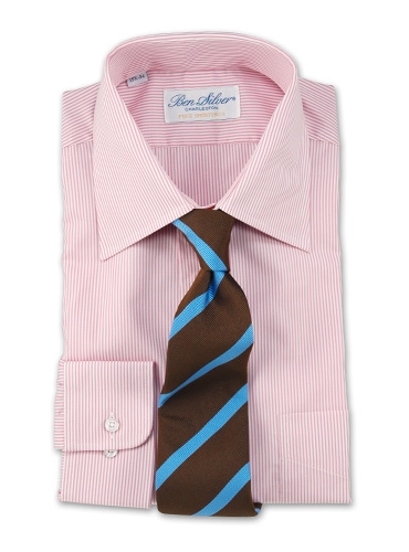 Woven Bar Stripe Tie Brown/Sky