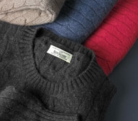 Rib and Cable Melange Cashmere Crewneck