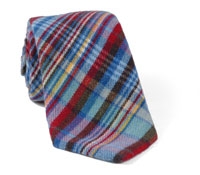 Wool Plaid Tie Light Blue