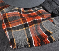 Cashmere Scarf Plaid Grey/Black/Orange/Gold