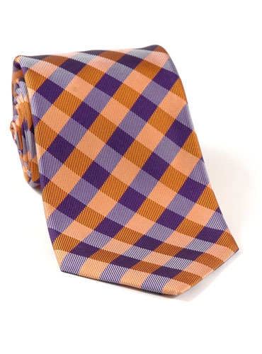 purple plaid tie. Woven Plaid Tie in Orange and