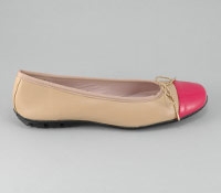 Contrast Toe Beige and Fuchsia flats