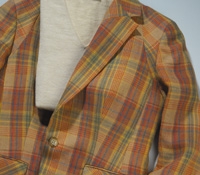 Linen Tan/Red/Blue/Yellow Plaid Jacket