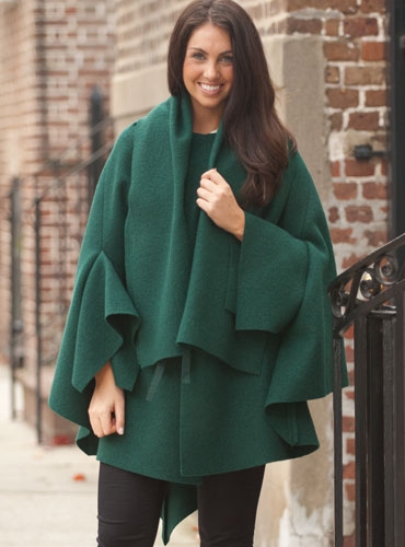 green boiled wool coat