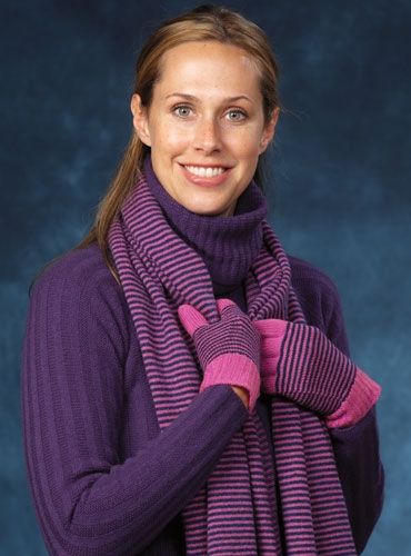 Cashmere Gloves in Pink & Denim