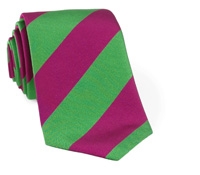Woven Block Stripe Tie Magenta and Green
