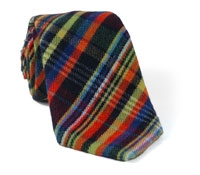 Wool Plaid Tie Orange