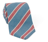 Linen and Silk Striped Tie Navy/Red