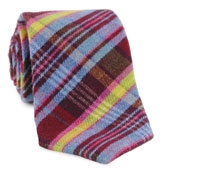 Claret Plaid Cotton/Wool Tie