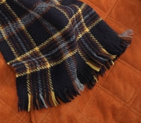 Cashmere Scarf Plaid Navy/Gold/Brown