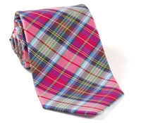 Woven Plaid Tie Pink, Green & Blue