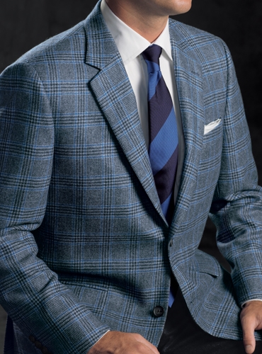 Blue and Charcoal Glen Plaid Cashmere Sport Coat