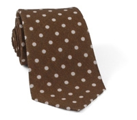 Linen Printed Dot Tie Brown