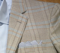 Cashmere Light Blue and Tan Plaid Jacket